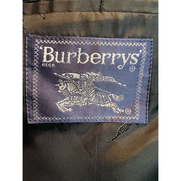 Burberry Aresa Vintage 80s Blazer 100% Pure New Wool Leather Buttons Size Fit Lg - Picture 11 of 13